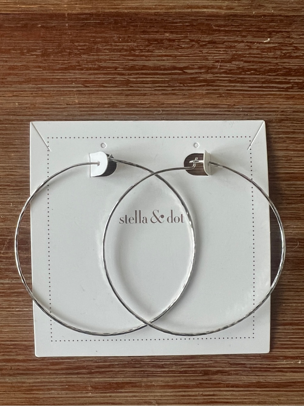 Stella & Dot Silver Essential Hammered Hoop Earrings